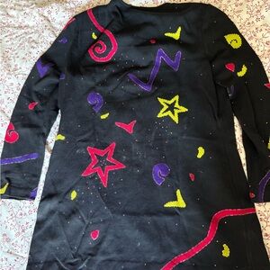 Vintage St. John Black Blouse with Pink and Yellow Accents